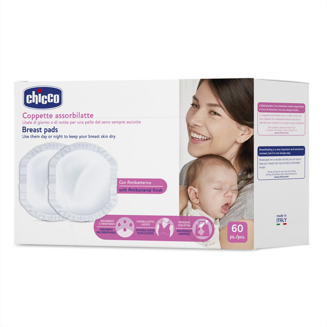 Coppette Assorbilatte Con Antibatterico 60 PZ – CHICCO