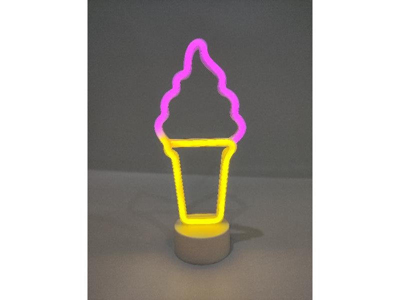 Neon Shine LED-Tischlampe – Rosa und gelbes Eis – RF Distribution