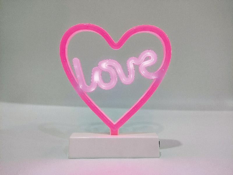 Lampe à poser LED Neon Shine - Coeur d'Amour Rose - RF Distribution