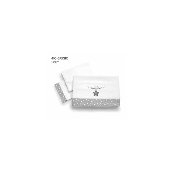 Cameretta Mio Colors Grigio con set Tessile, materasso e lenzuolo - Cuoricini