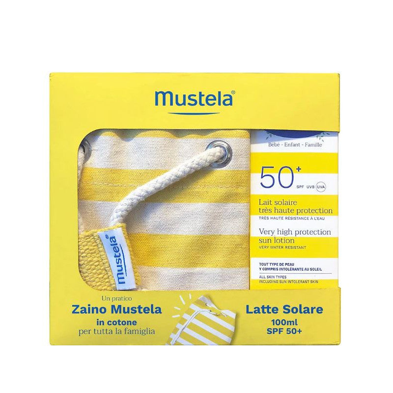 Mustela Sonnenmilch Spf50+ 100 ml + Baumwollrucksack